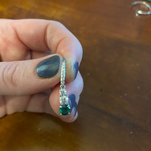 Swarovski Drop Earrings - Emerald - Picture 5 of 6